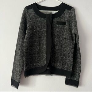 NWOT Laura Clement Black Button Front Wool Cardigan
